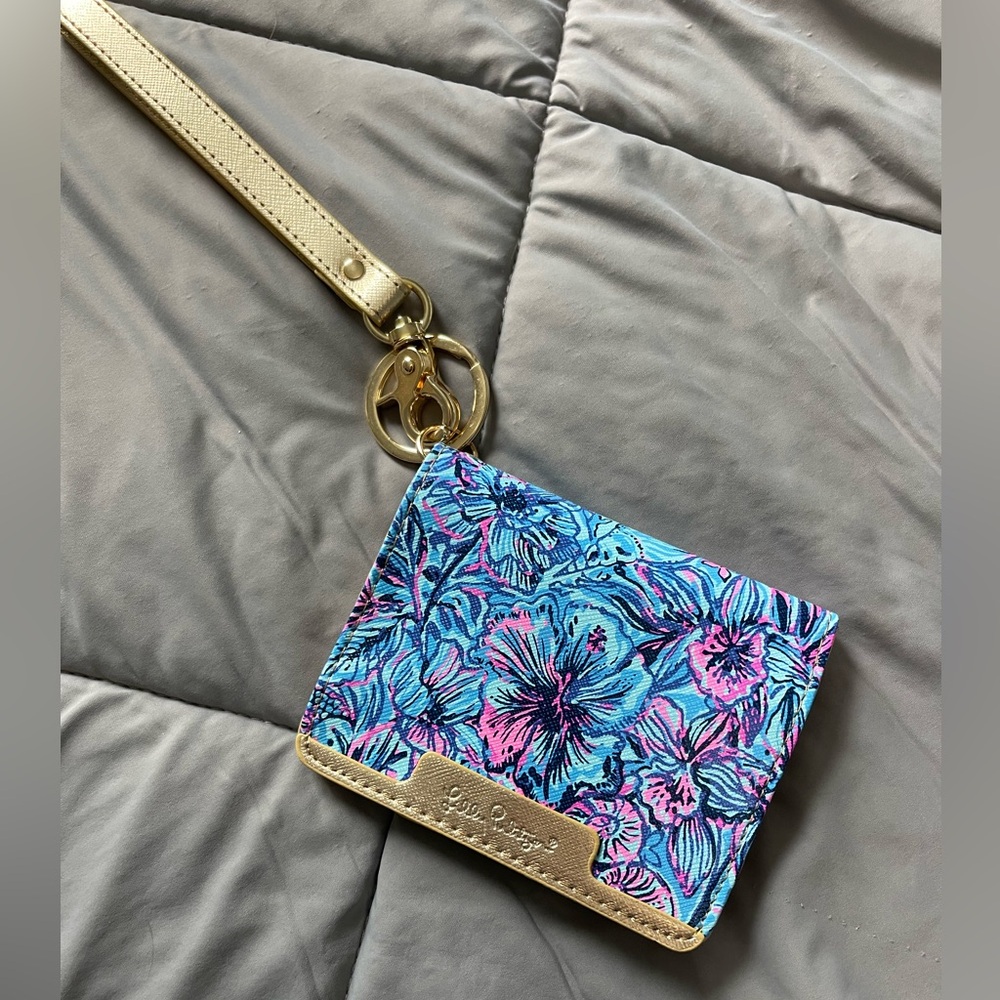 Lilly Pulitzer Blue and Pink Floral Wristlet